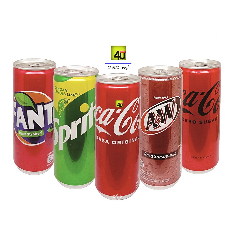 Coca-Cola, Sprite, Fanta, A&W - Soft Drink - KALENG KECIL 250ml