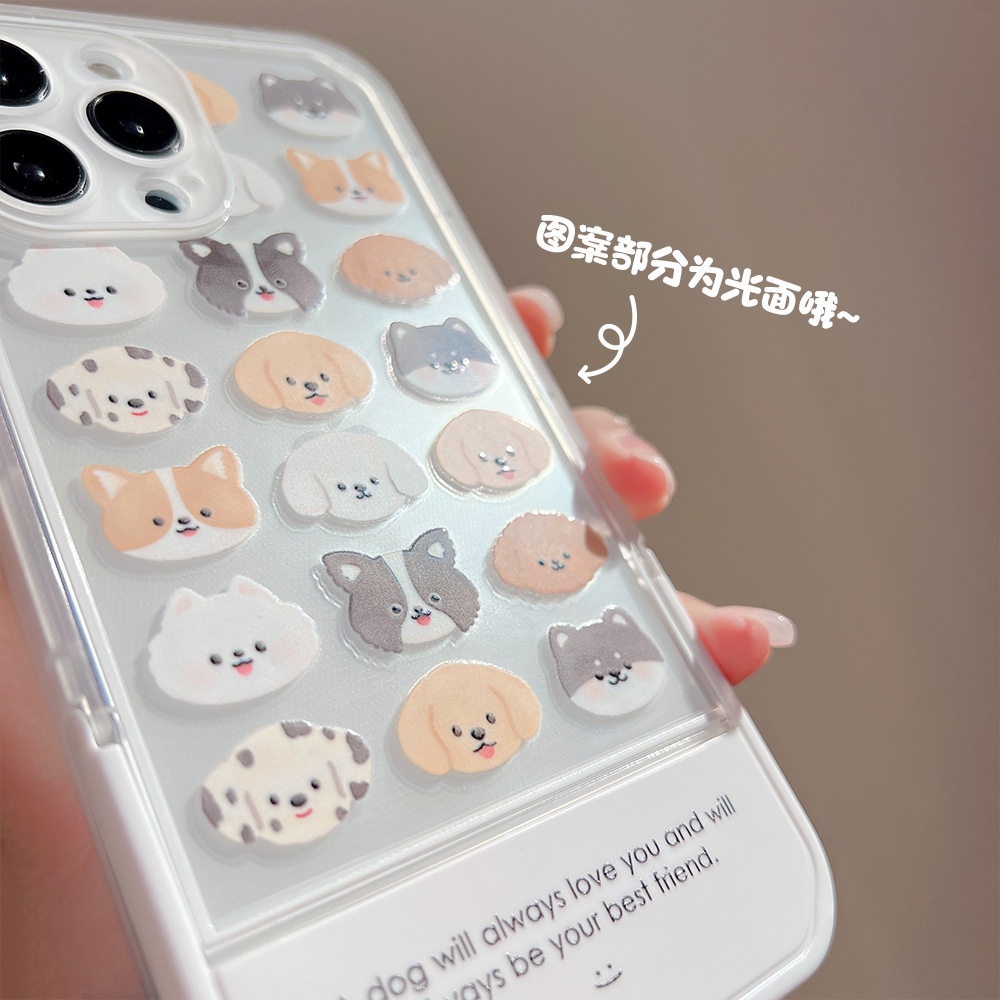 Case Pelindung Transparan Motif Kartun Anjing Dengan Holder Untuk Iphone 11 8 7 Plus SE2 XS XR 12 13 PRO MAX