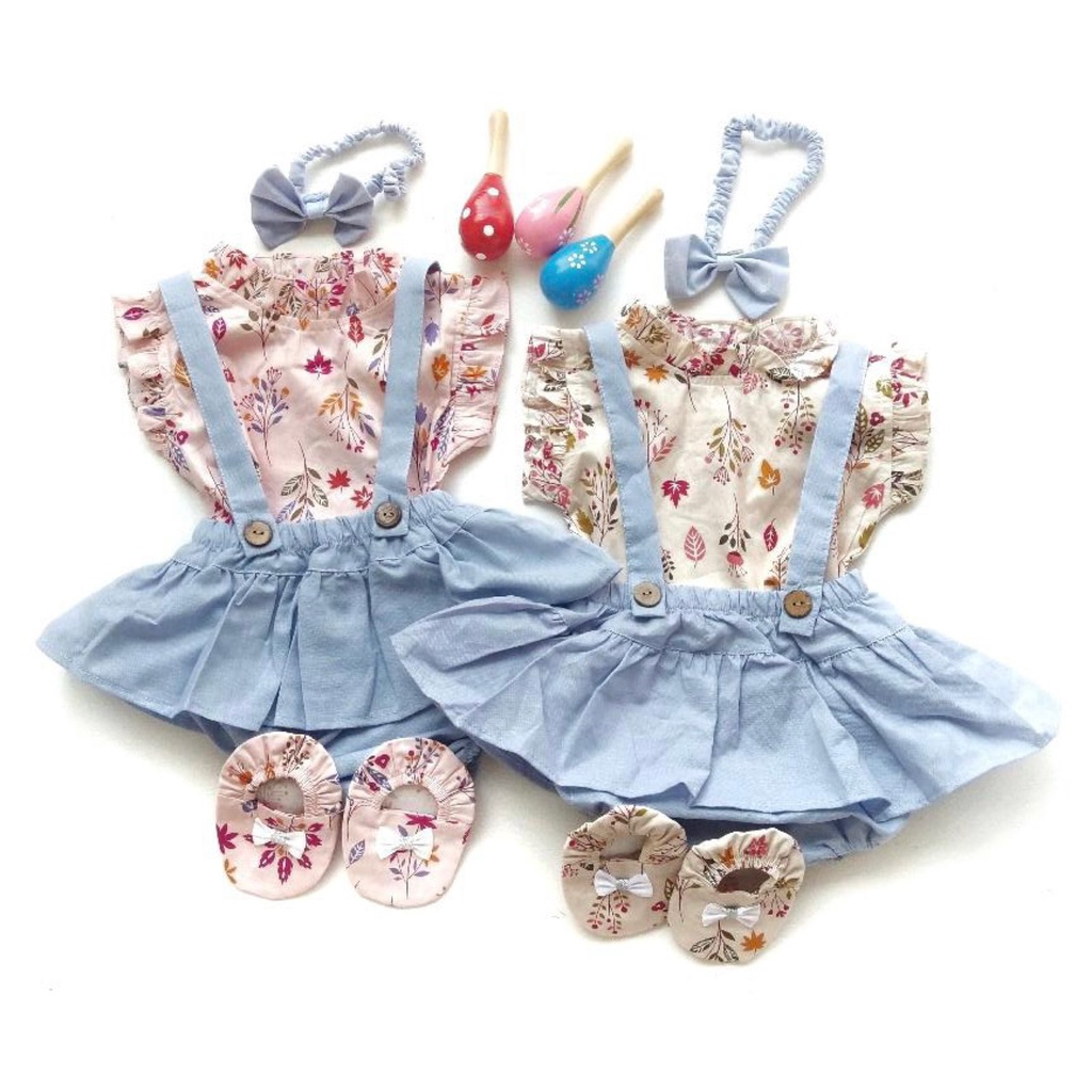 KYRIA / GIANNA / CHEERFUL Baju Jumper Rok Bunga Bandana Sepatu Pergi Lucu Fashion Anak Bayi Perempuan Cewek