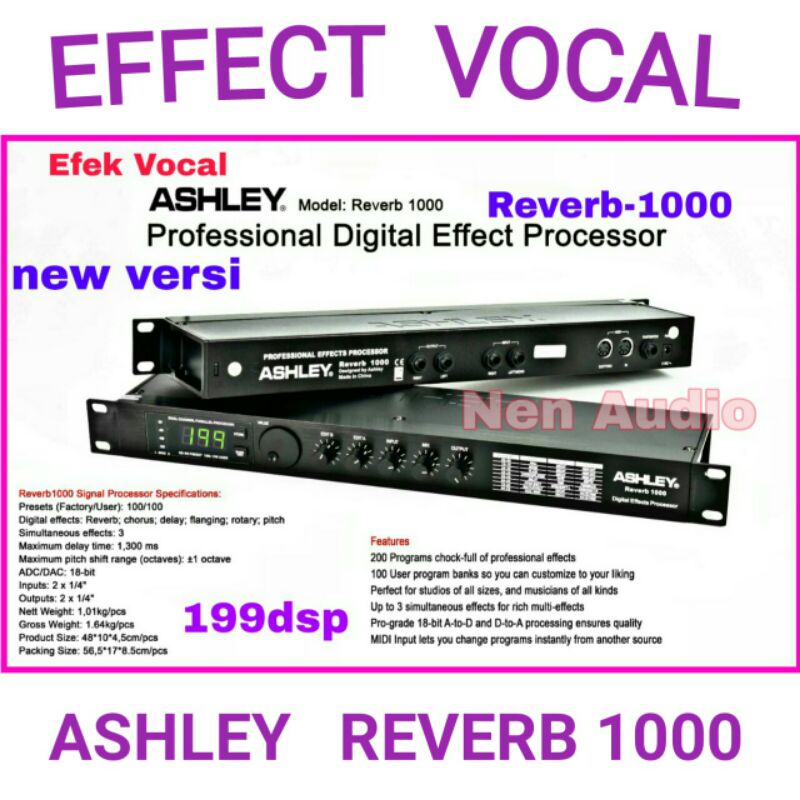 efek vocal ASHLEY reverb1000 original reverb 1000 multi digital effect reverb 199dsp