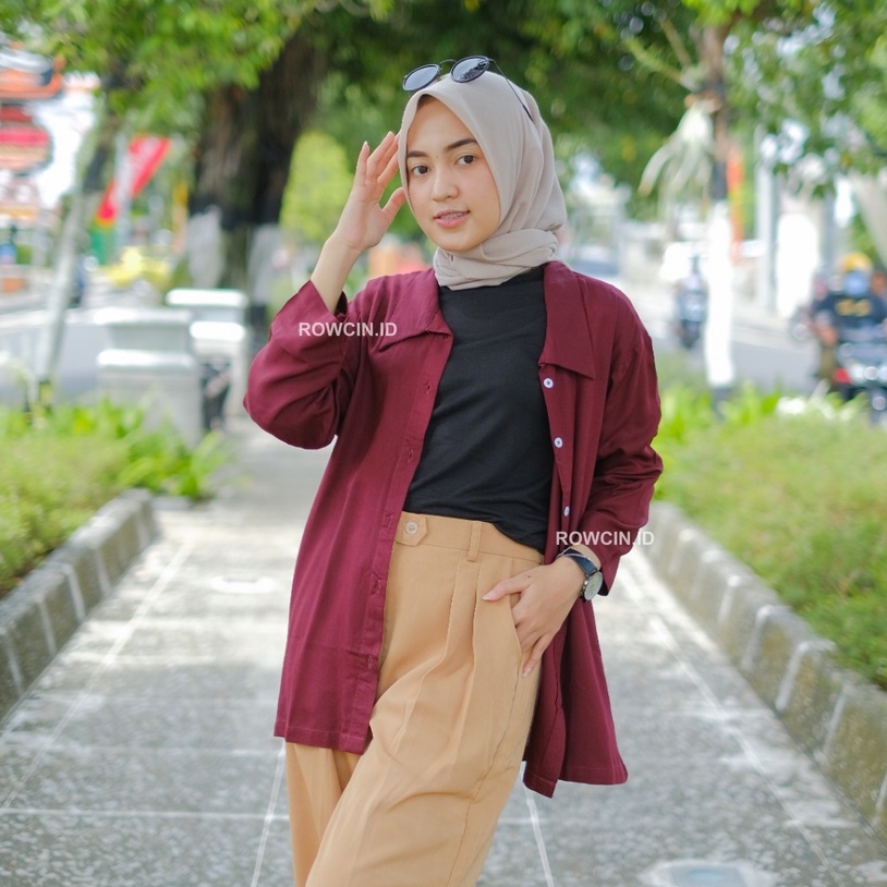 BLOUSE WANITA POLOS LENGAN PANJANG KATUN RAYON ORGANIK 7/8 ATASAN BLOUSE ALLSIZE-4