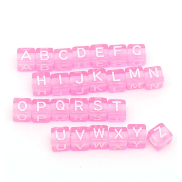 200pcs Manik-Manik Kubus Pink Bahan Akrilik Ukuran 6mm (2 / 8 &quot;) x 6mm (2 / 8&quot;) Untuk Membuat Perhiasan