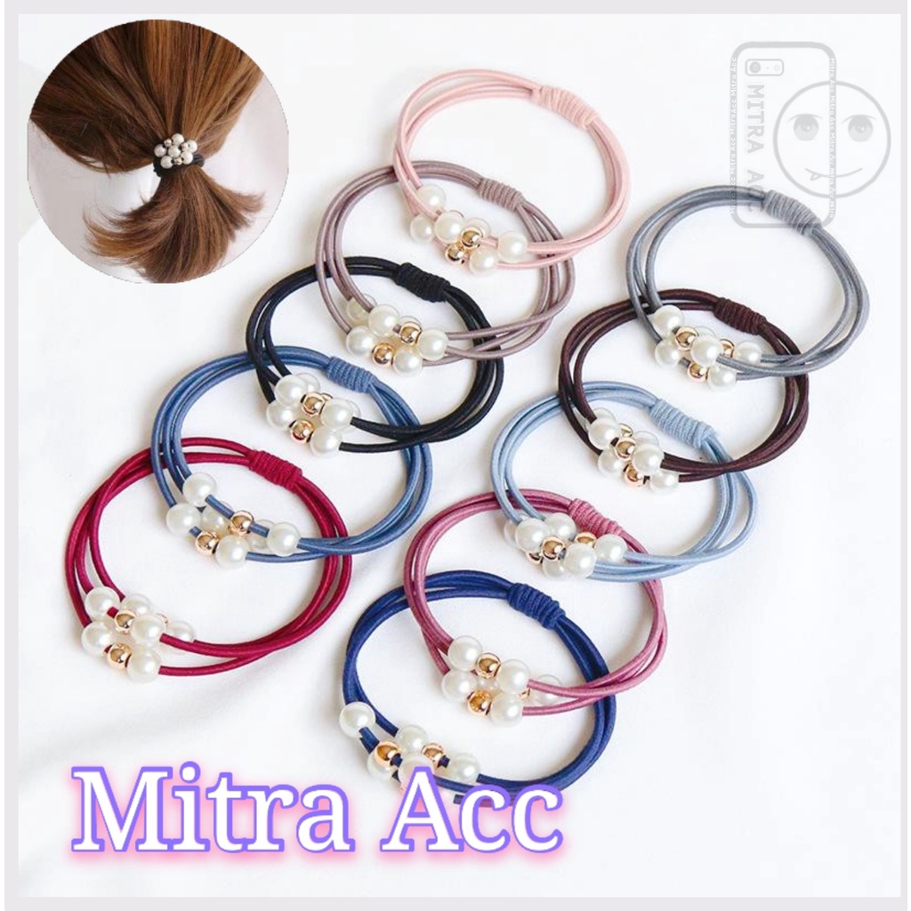 Ikat Rambut Mutiara Fashion Korea Karet Rambut Elastis