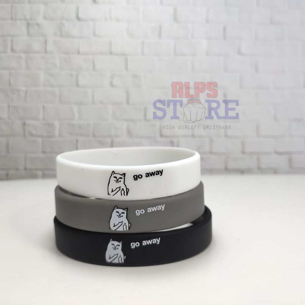 Gelang Karet RIP N DIP Go away Supreme fashion Branded hype bracelet rubber Pria casual kucing