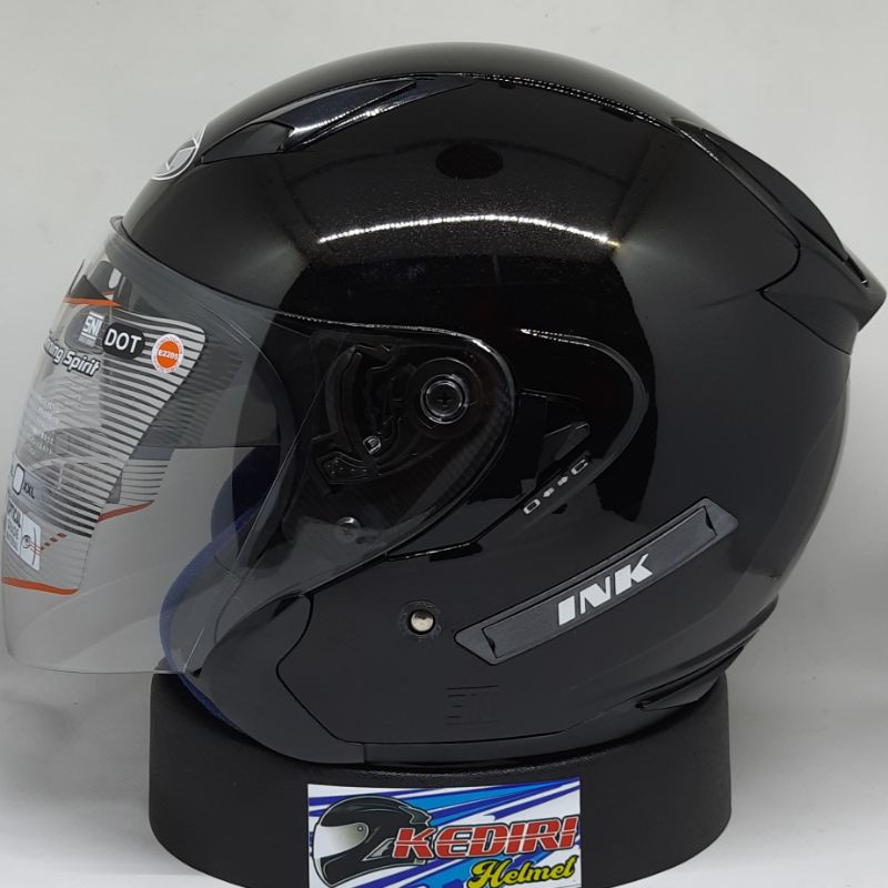 Helm INK METRO Half face Solid polos 2 visor original-Black gloss
