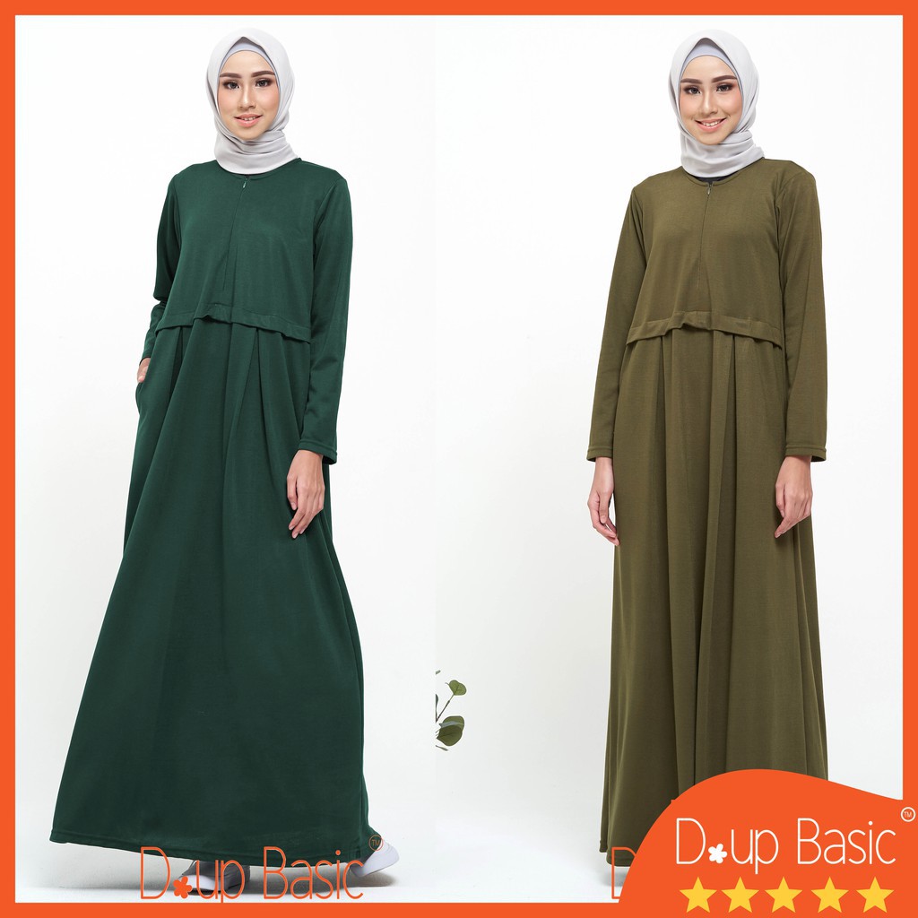 DUPBASIC GAMIS KAOS KEVNA - Gamis Polos Gamis Busui Friendly Gamis Kaos Gamis Casual Gamis Army
