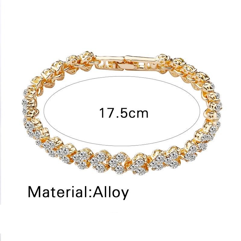 [Women Roman Heart Zircon Diamond Crystal Pendant Couples Bracelets] [Girls Chain Korean INS Charm Bracelet] [Women Jewellery Gifts]