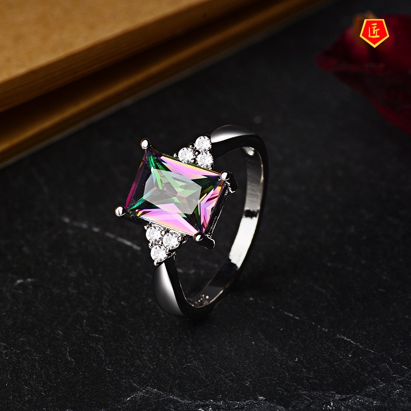 [Ready Stock]Creative Personality Inlaid Colored Gem Ring