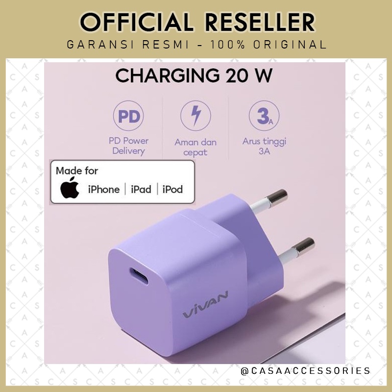 Vivan Power Nano 20 USB-C Charger iPhone 12 13 / Travel Charger iPhone 13 iPad Pro Fast Charging