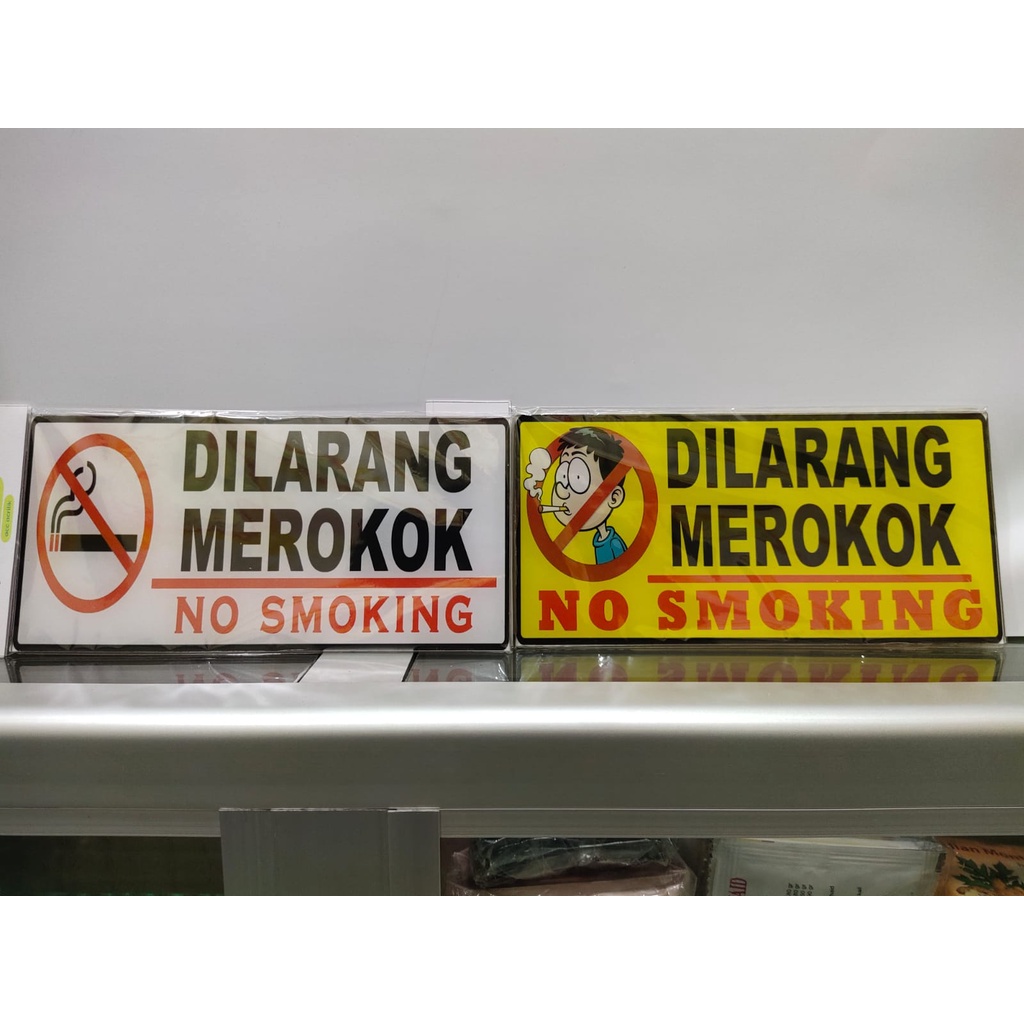 

Papan Nama Acrylic Tulisan Dilarang Merokok Warna Putih dan Kuning, Sign Label