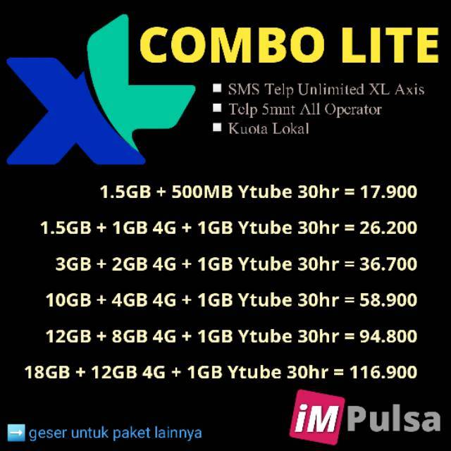 Paket Data Internet Xl Combo Lite 4gb 8gb 15gb 25gb 37gb Shopee Indonesia
