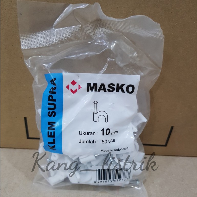 KLEM KABEL PAKU BETON NO 10 MM ( 50 PCS ) MASKO / CABLE CLIP LISTRIK