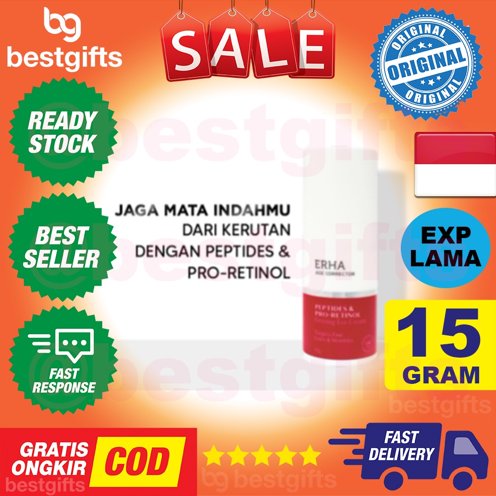 ERHA AGE CORRECTOR PEPTIDES PRO RETINOL FIRMING EYE CREAM KRIM MATA MENGHALUSKAN KERUTAN MATA 15 GRAM