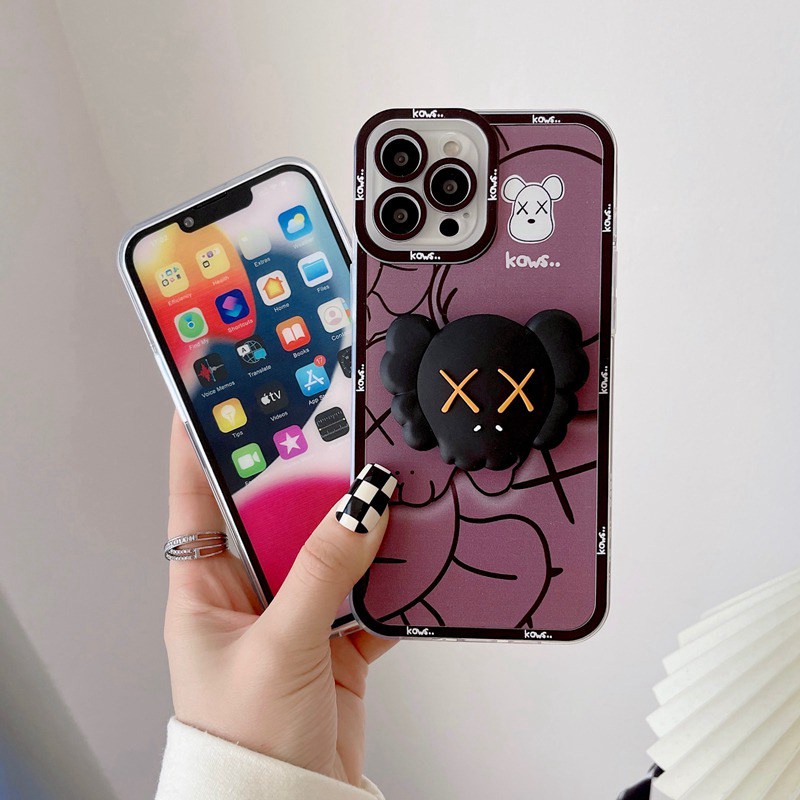 Cool！Violent Bear Popsocket Soft Case iP iPhone 11 12 13 Pro Max 6 6S 7 8 + Plus X XR SE 2020 XS Max Casing