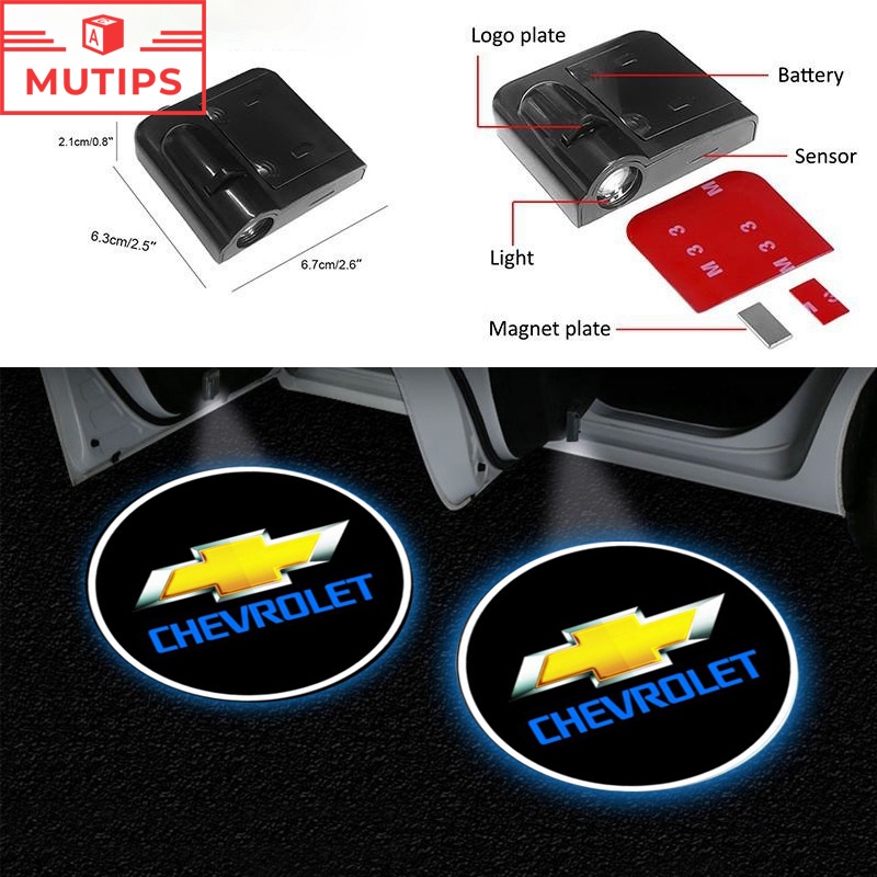 Chevrolet 2Pcs Lampu Proyektor Welcome Pintu Mobil Wireless Untuk Lova Zafira Trax Colorado Aveo Spark Spin Orlando