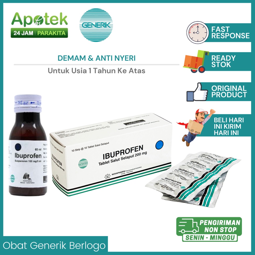 Ibuprofen Tablet/ Sirup Pereda Nyeri dan Demam anak dan Dewasa
