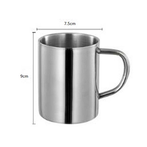 Gelas Cangkir Minum Kopi Teh Stainless with Handle - MG031 - SIlver