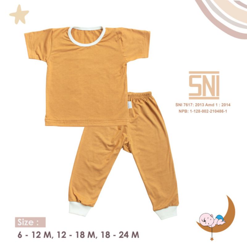 SNI S M L MOONS Stelan Oblong Campur  POLOS Moons/ Baju Oblong Campur , setelan piyama anak PENDEK BAJU