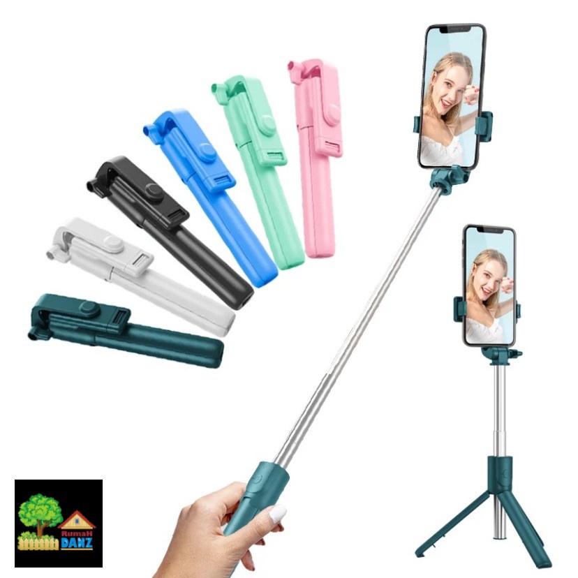 Tripod Tongsis Bluetooth R1 (Portraid/Landscape) Extra Baterai