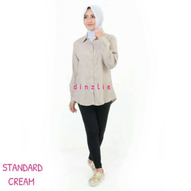 KEMEJA WANITA WARNA KREM POLOS