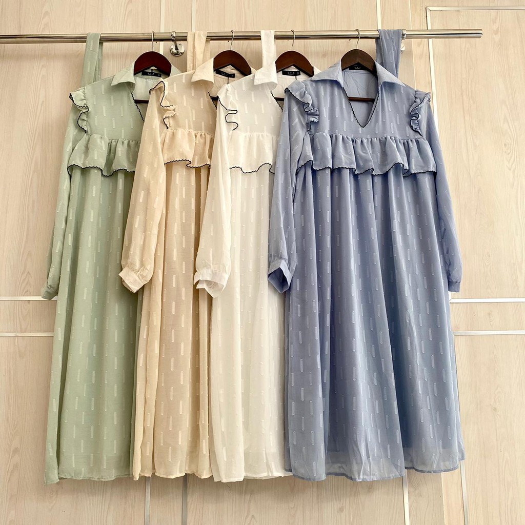 MINI DRESS SIFON IMPORT RUMBAI MOTIF GARIS