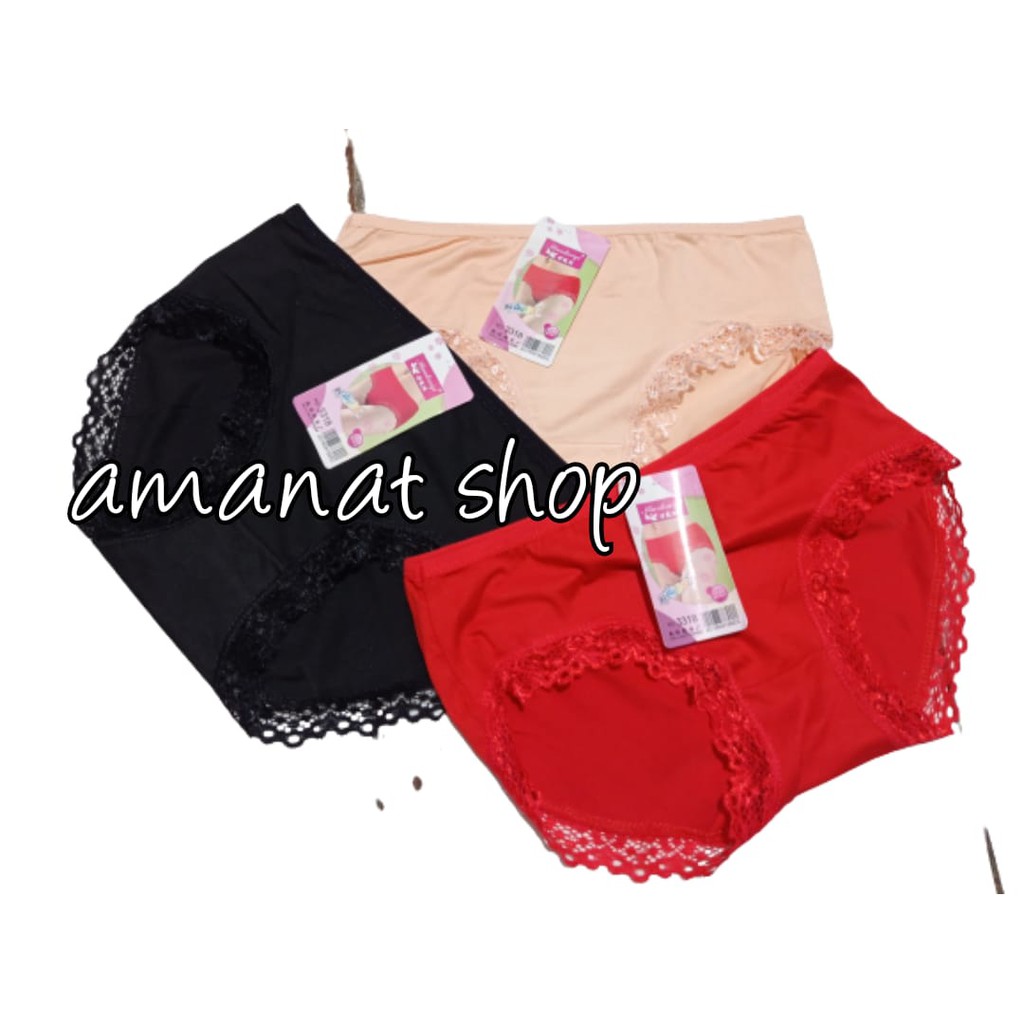 3PCS CELANA DALAM WANITA RENDA SPANDEK