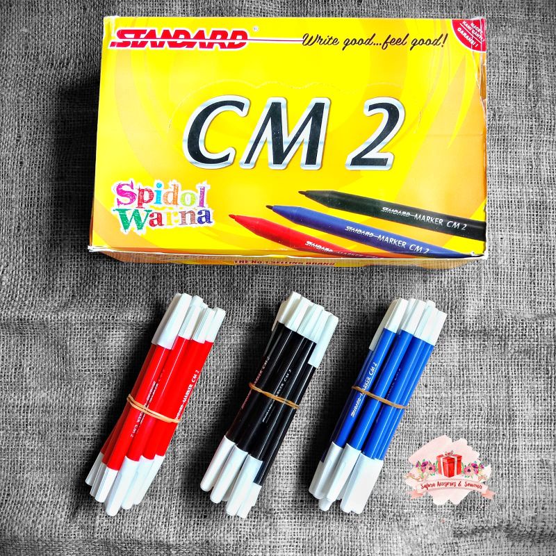 

spidol warna standard cm2 12 pcs murah warna hitam biru merah