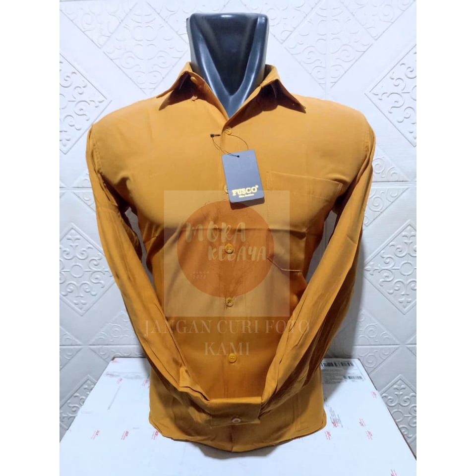 Kemeja polos reguler lengan panjang MUSTARD fusco_kemeja kerja_kemeja pria_kemeja kuliah_kemeja formal_kemeja