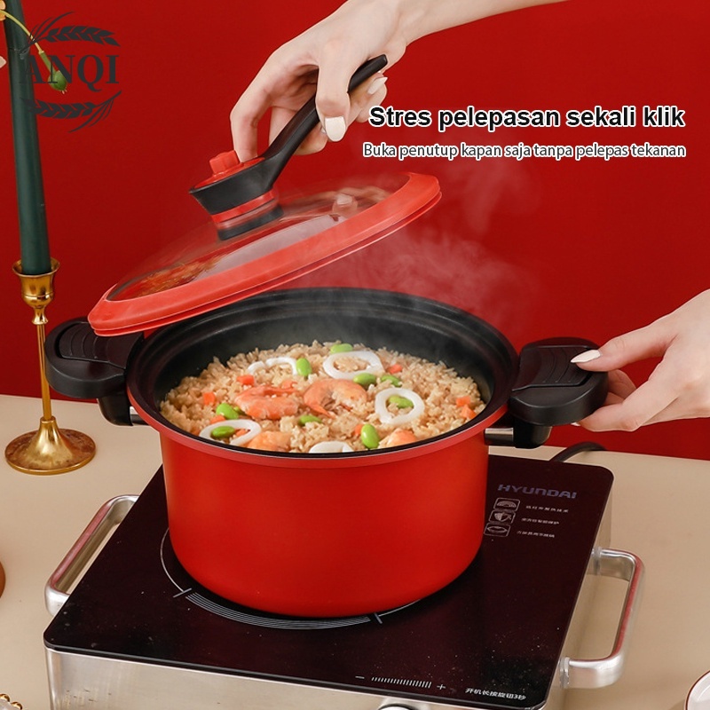 ANQI 1888 Panci Presto Teflon Totipotent Micro Pressure Cooker Pot 3.5L Anti Lengket VS-1805