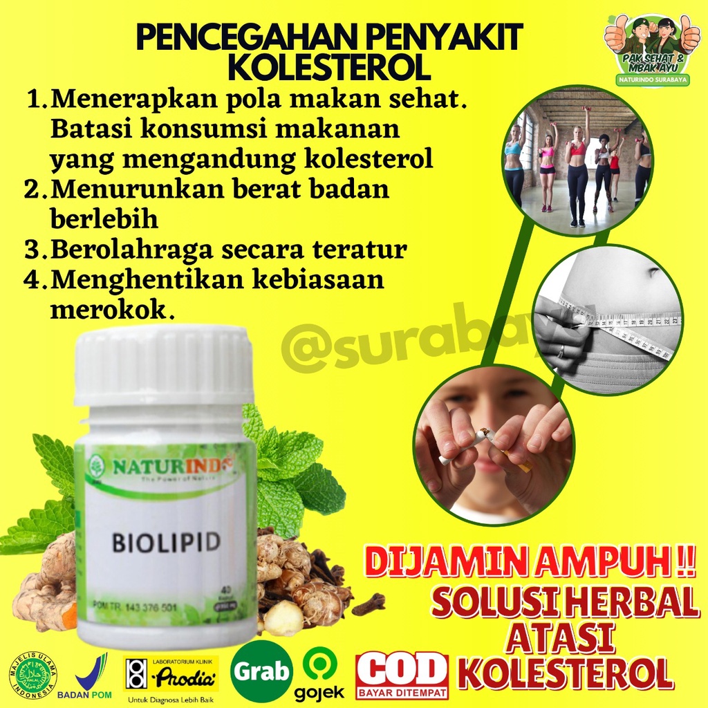Obat Penurun Kolestrol Kolesterol Tinggi 250 Asam Urat Obat Herbal Penurun Kolestrol Jahat Darah Tinggi Obat Penghancur Lemak Darah Herbal Ampuh Menurunkan Kolesterol Bpom Jamu Kolestrol Stroke Jantung Koroner Tradisional Biolipid Naturindo Surabaya-6