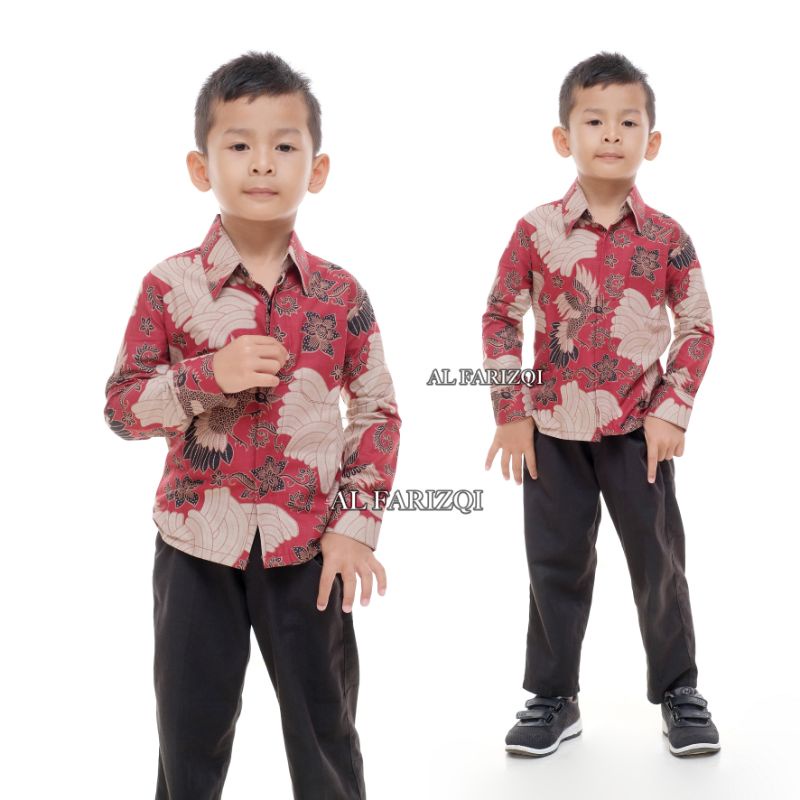 KEMEJA BATIK ANAK LAKI-LAKI LENGAN PANJANG SIZE M L XL XXL USIA 2-12 TH SERAGAM BATIK KIDS