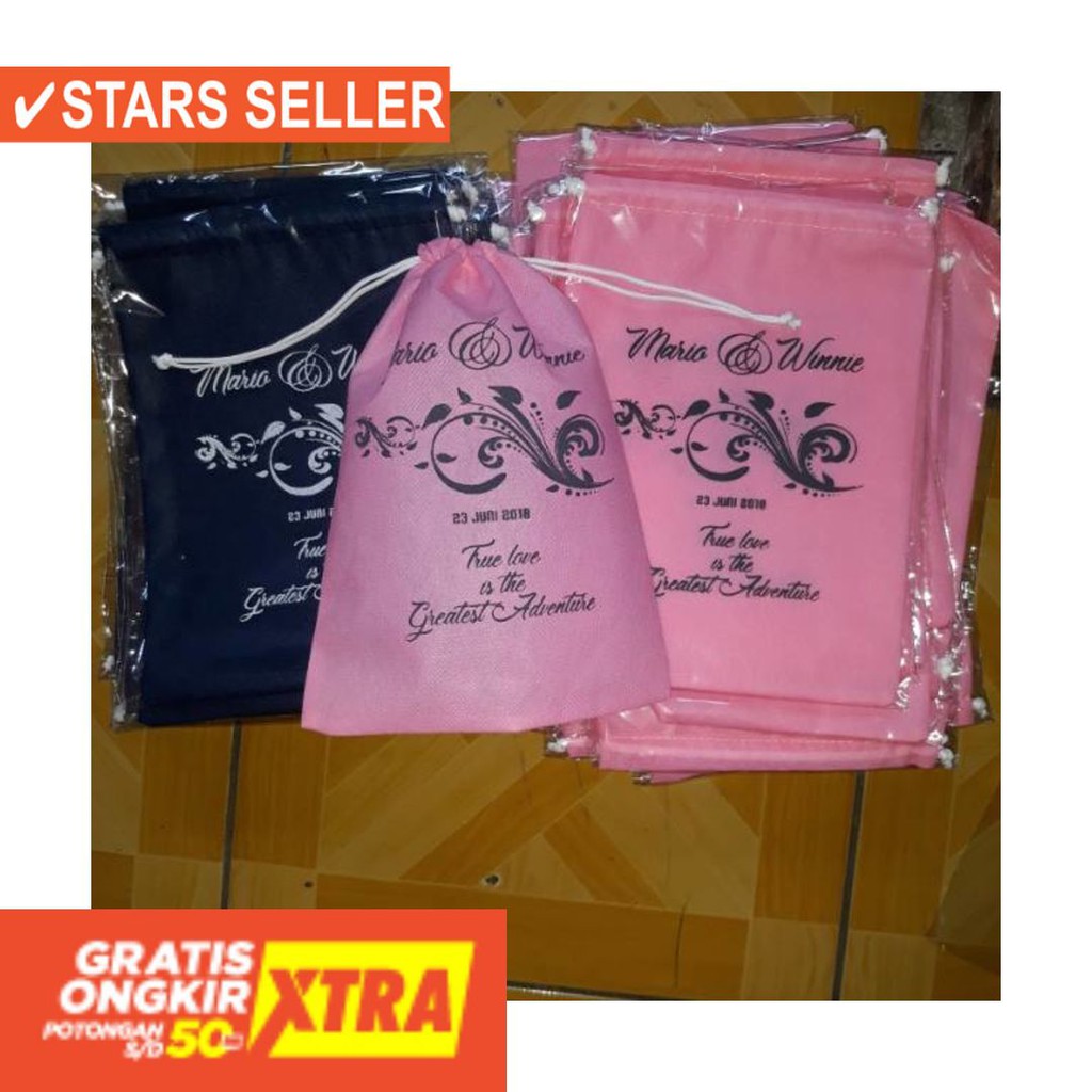 

✨ SOUVENIR MURAH / F 15x20 pouch serut spunbond/souvenir pernikahan/tas souvenir/tas wedding