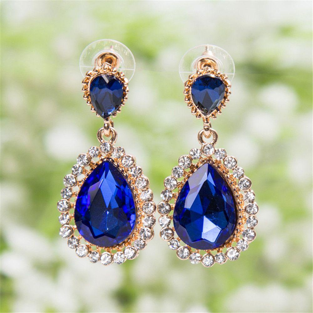 PREVA Water Drop Rhinestones Earrings Multicolor Female Palace Retro Long Earrings