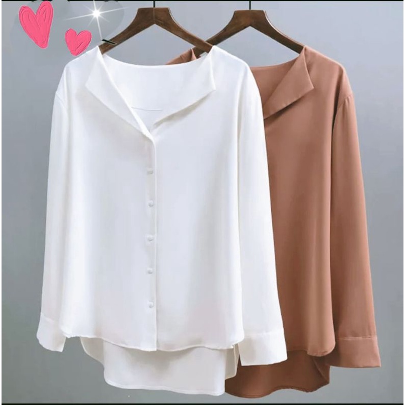 NYKI KEMEJA BIGSIZE WANITA KOREA SIZE M L XL XXL XXXL 2XL 3XL ATASAN POLOS KERJA WANITA