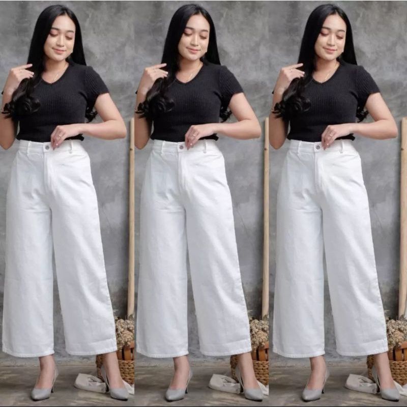 MOZZA JEANS  CULLOTE // BAWAHAN WANITA HIGHWAIST JEANS TEBAL