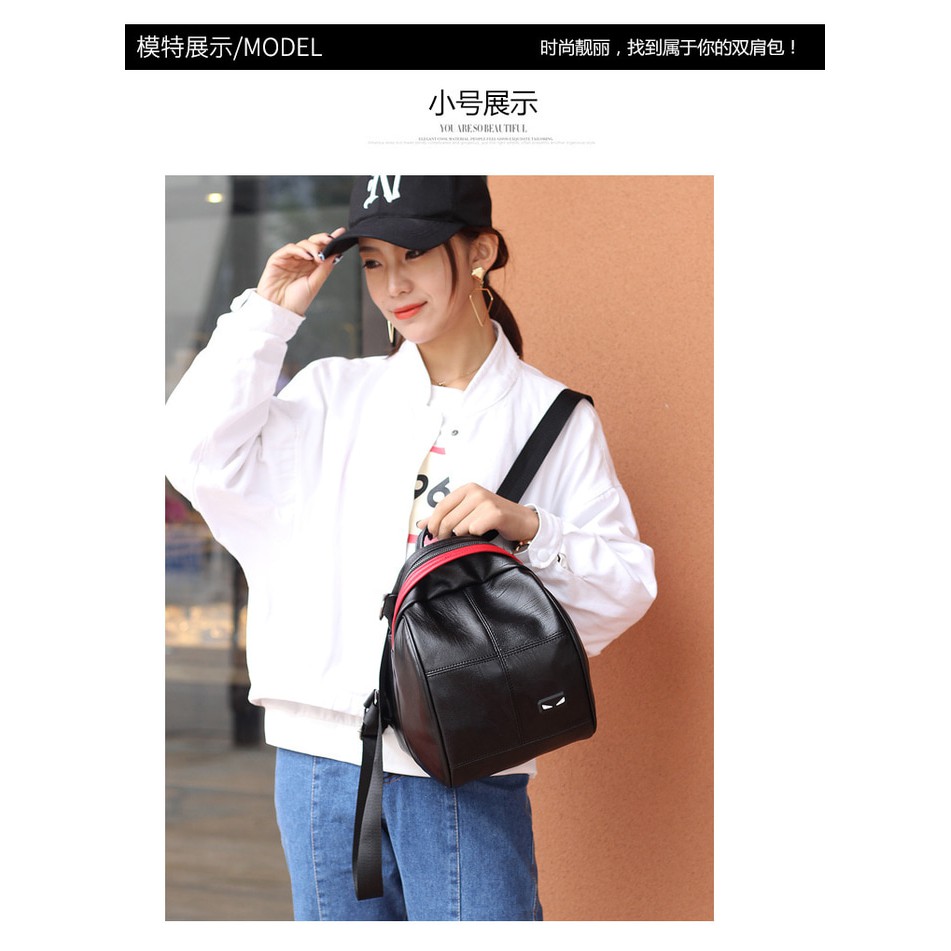 Backpack FENDI GUCCI hitam - Tas ransel wanita kulit impor murah TFM20