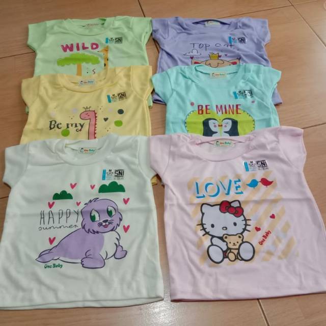 kaos oblong atasan bayi ONE BABY size M (3 pcs)