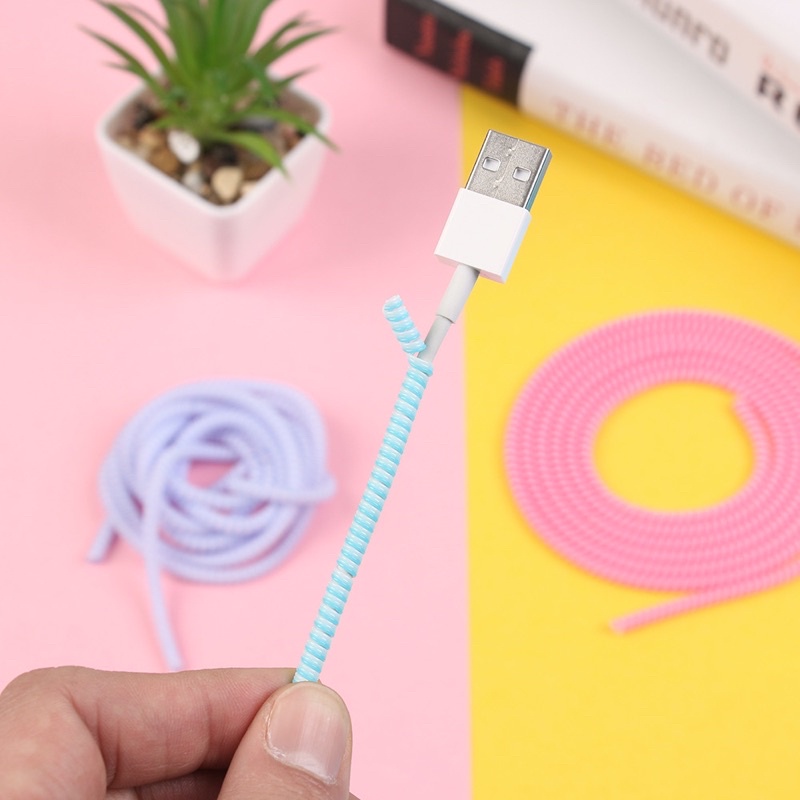 TERMURAH DI SHOPEE/ 1.4 M REAL / 1 KABEL CUKUP 1 PCS / PELINDUNG KABEL CHARGER SPIRAL PROTECTOR DATA CABLE 3 WARNA - WARNI