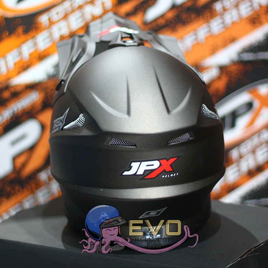 HELM JPX CROSS_SOLID -  GUNMETAL  DOFF/SILVER + GOOGLE SNAIL (ONGKIR 2 KG) HELM JPX TERBARU