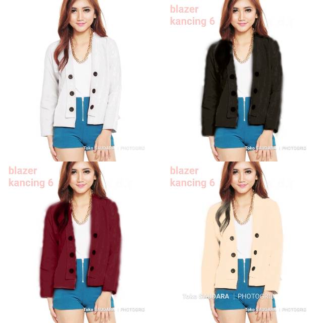 Blazer wanita lengan panjang kancing 6