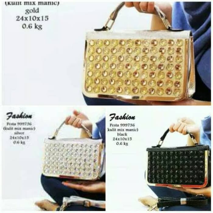 Tas Wanita import / Tas Pesta Permata-12 - gold berkualitas