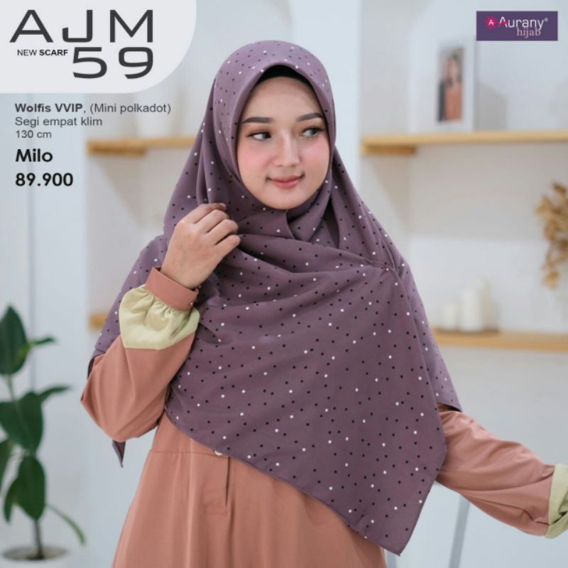 HIJAB SEGIEMPAT SYARI MOTIF AJM  || 130 X 130 || AURANY