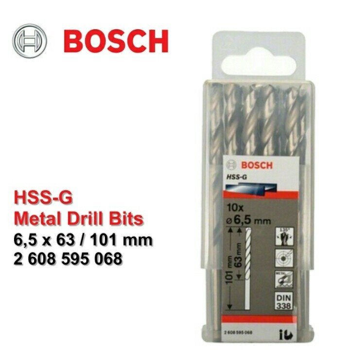 BOSCH Mata Bor HSS-G Metal Drill Bit 6.5 MM X 10 PCS
