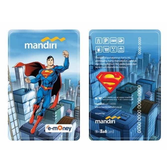 Mandiri eMoney DC Heroes - Flying Superman ORI /Like eTOLL Tapcash Flazz or Brizzi