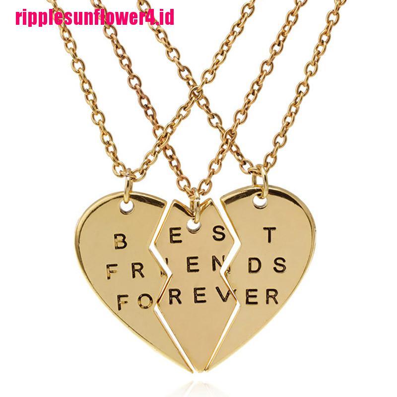 3pcs Kalung Liontin Bentuk Hati Tulisan Best Friends Forever