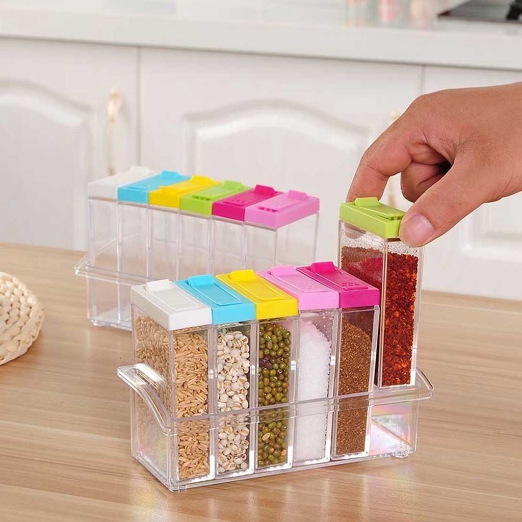 SEASONING SIX PIEC SET - 6in1 Tempat Penyimpanan Bumbu Masak Higienis Praktis container