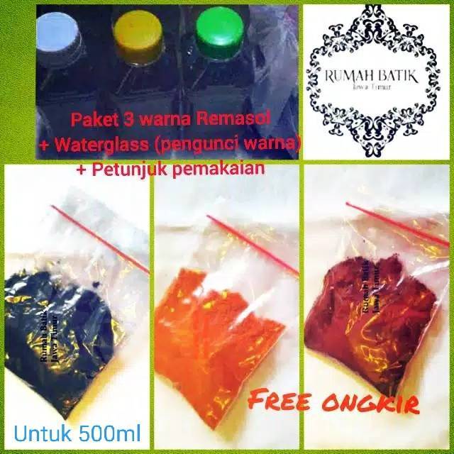 PAKET PEWARNA TIE DYE 3 REMASOL @20 Gram Air Suhu Dingin ikat celup shibori jumputan