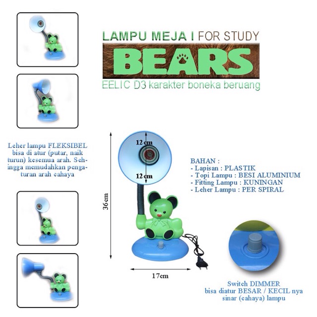 Lampu Meja Belajar Beruang JM D3