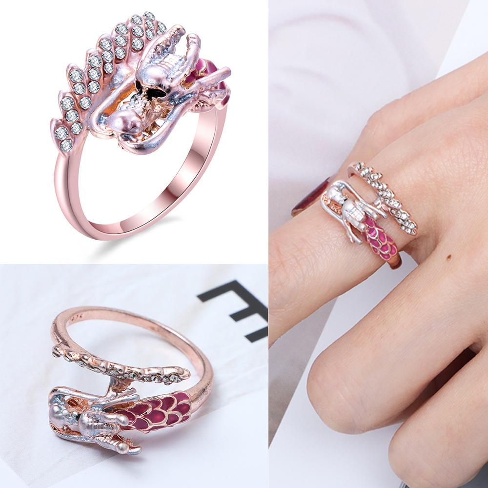 Cincin Kepala Naga Nanas Mode Cincin Pembukaan Kepribadian Rose Gold