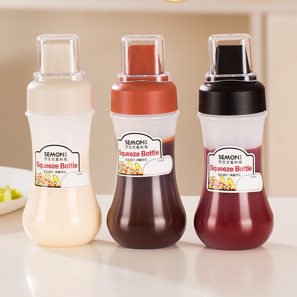 【COD Tangding】Squeezing Bottle with Dust Cover Porous Squeeze The Sauce Bottlebottle with Salad Ketchup Easy To Squeeze Bottle